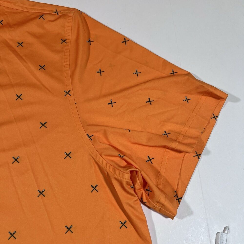 Donald Ross Sport Orange All Over Print Short Sleeve Golf Polo Shirt Men's XL - Picture 4 of 8